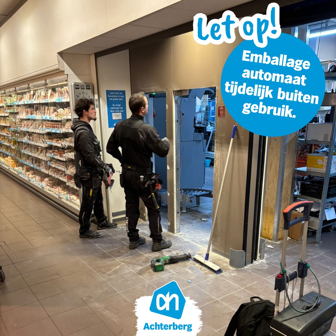 Let op: emballage automaat tijdelijk buiten gebruik!